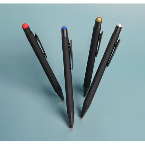 Ручка шариковая FACTOR BLACK со стилусом; - купить подарки с логотипом в Воронеже