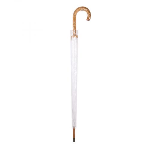 Зонт-трость с деревянной ручкой, полуавтомат; белый; D=103 см; - купить бизнесс-сувениры в Воронеже