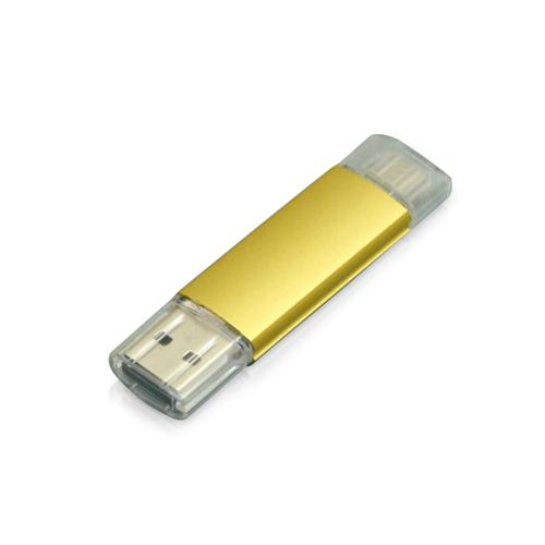 USB-флешка на 16 Гб.c дополнительным разъемом Micro USB, золотой