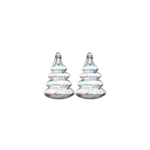 Новогоднее подвесное украшение Ёлочки в серебре из полистирола, набор из 2 шт / 8,6x5,8x3; - купить бизнесс-сувениры в Воронеже