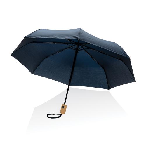 Автоматический зонт Impact из RPET AWARE™ с бамбуковой рукояткой; - купить подарки с логотипом в Воронеже