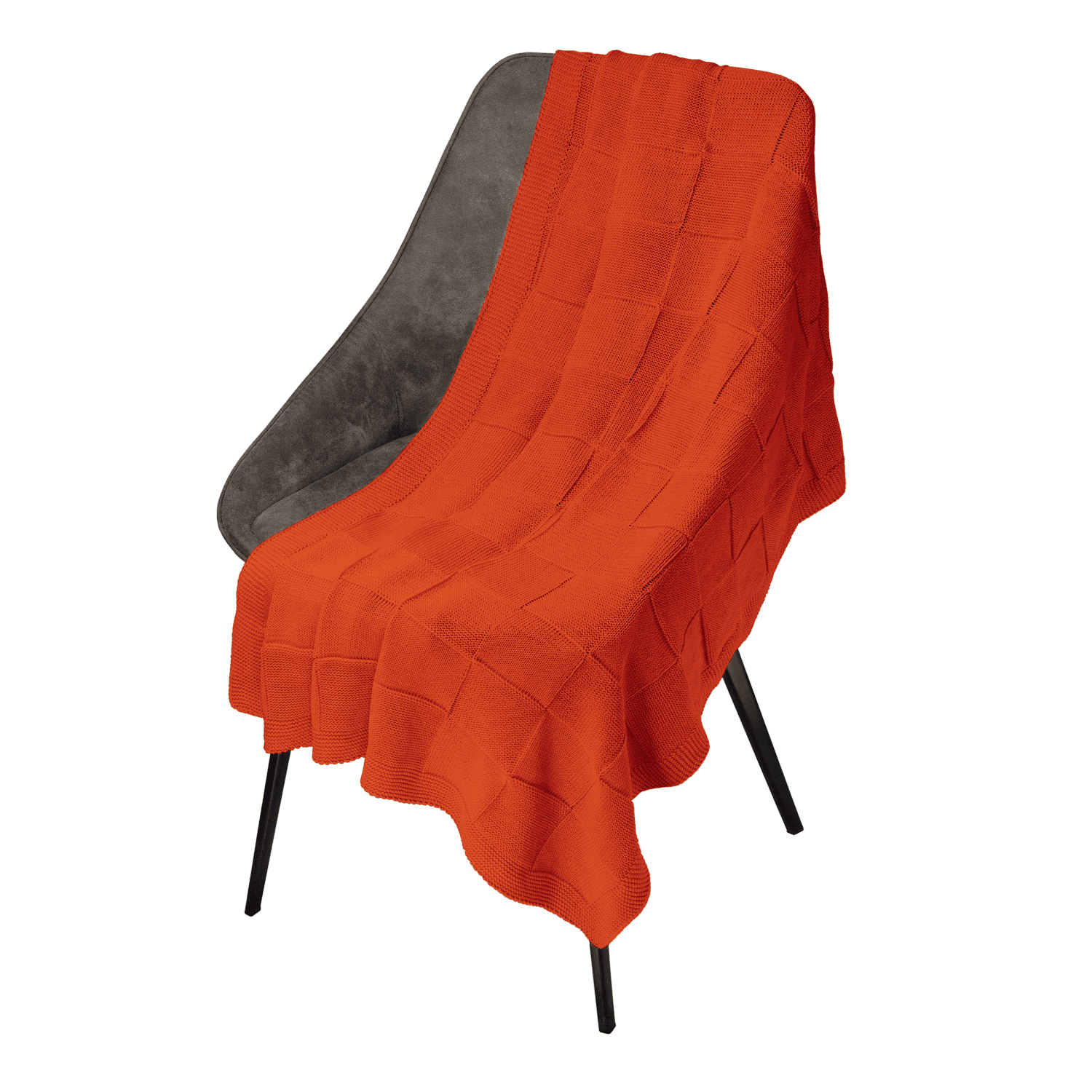 Плед Селла (Cella) вязаный, оранжевый (без подарочной коробки)