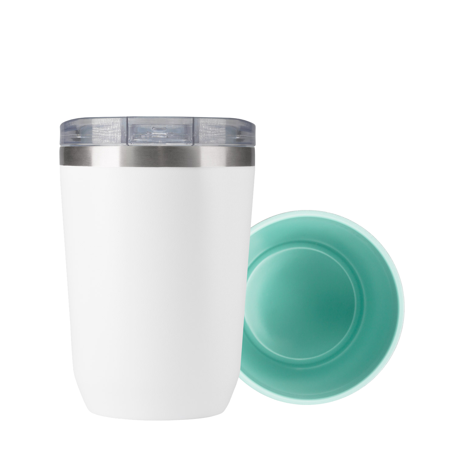 Термокружка вакуумная с керамическим покрытием Арктик (Arctic), белый/аква