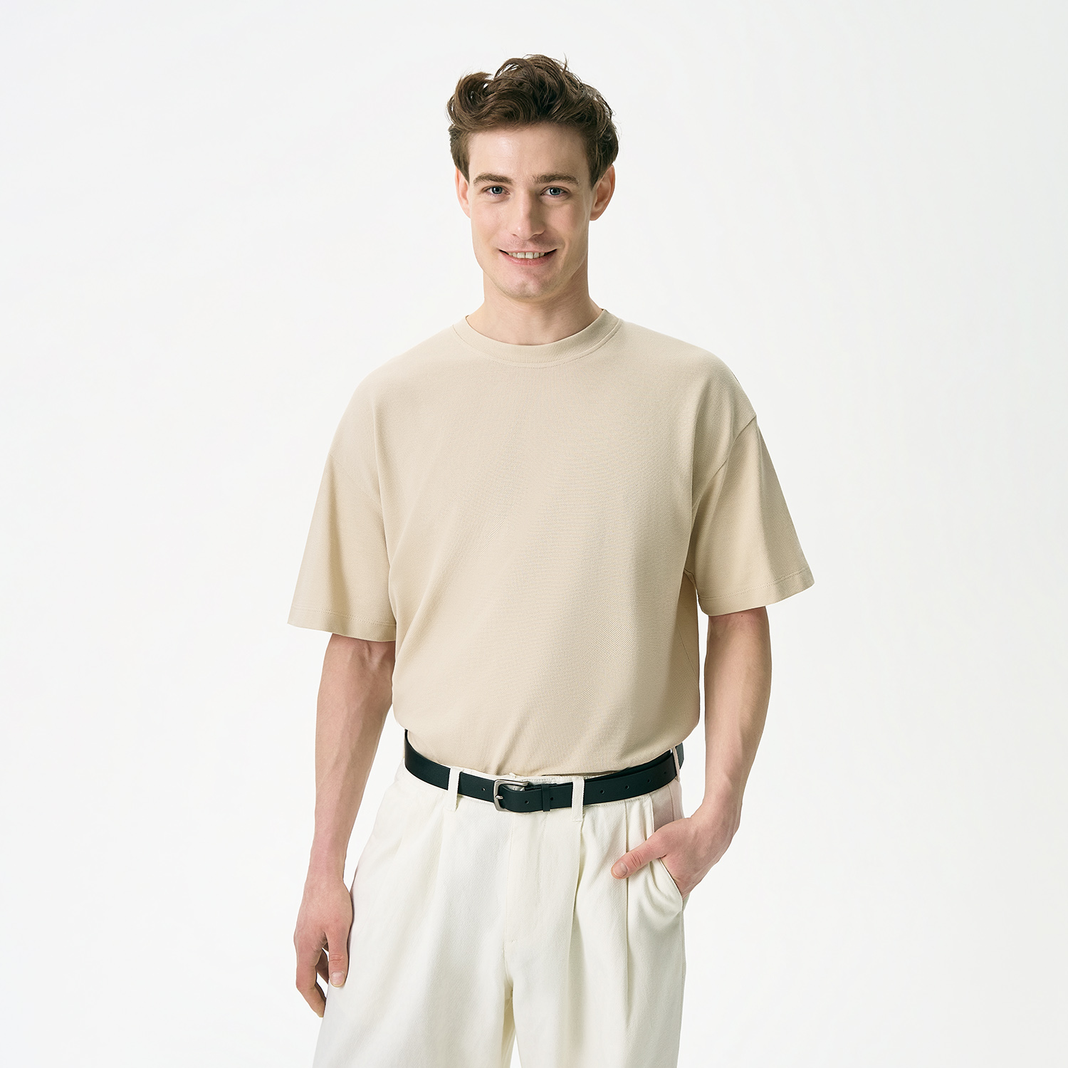 Футболка унисекс премиум Аура (Aura), 100% хлопок 200гр. бежевый, размер M/L