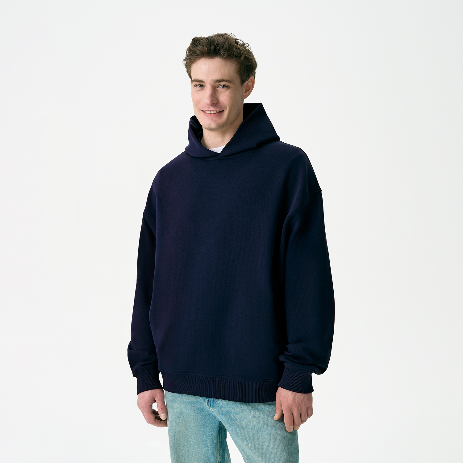 Худи оверсайз унисекс Фьюжн (Fusion), темно-синий, размер 2XS