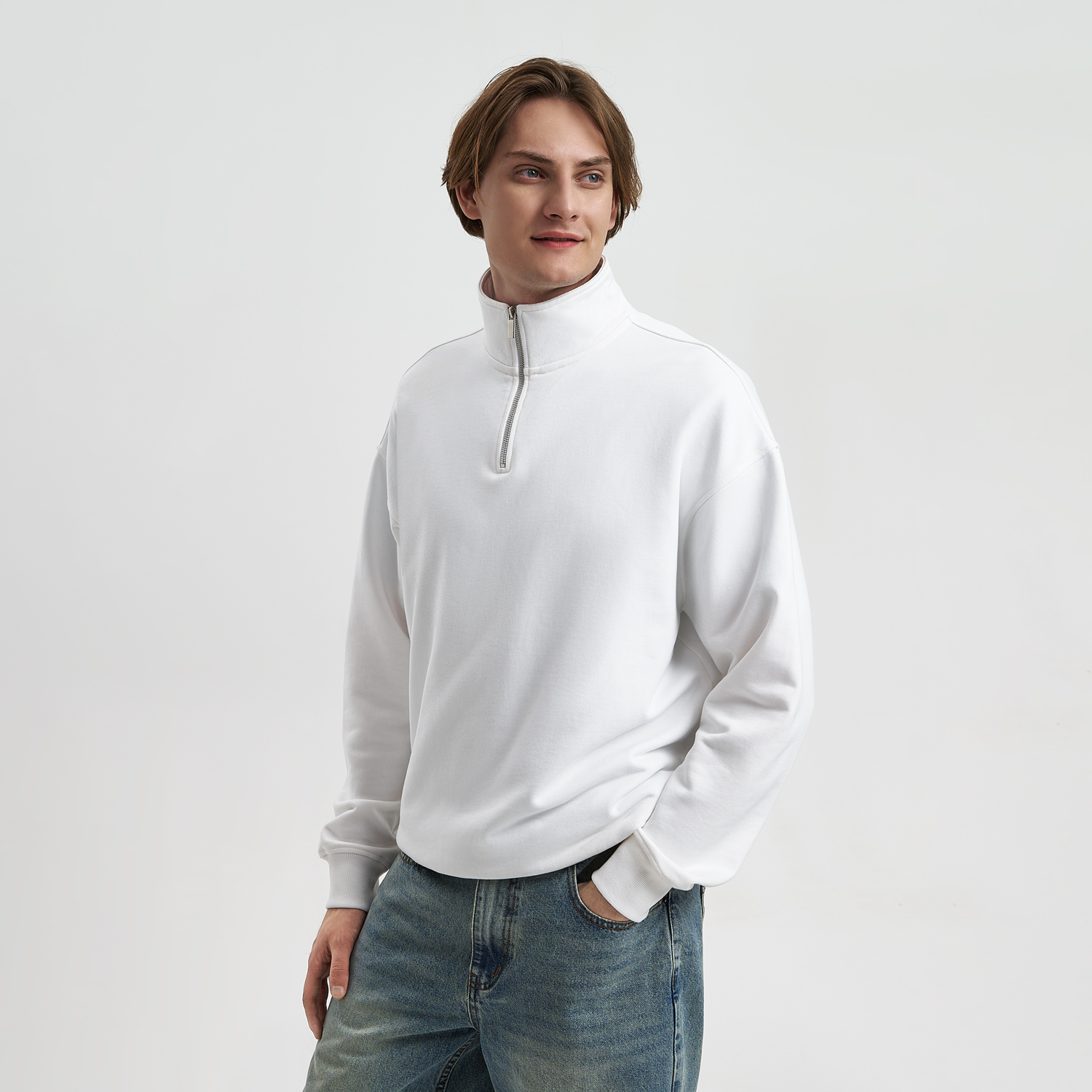 Толстовка на молнии унисекс Флоу (Flow), белая, размер XL/2XL