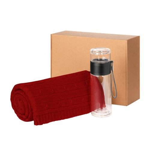 Подарочный набор Терсо (Terso), Фадо (Fado), красный (плед, термобутылка)