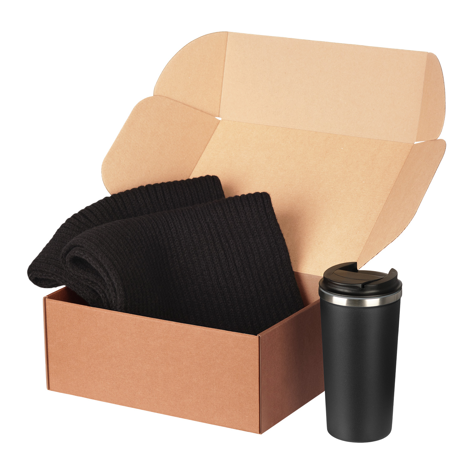 Подарочный набор Форгес (Forges), черный (шарф, термокружка)