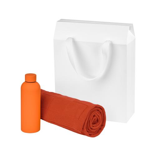 Подарочный набор Прима (Prima), оранжевый (термобутылка, плед)