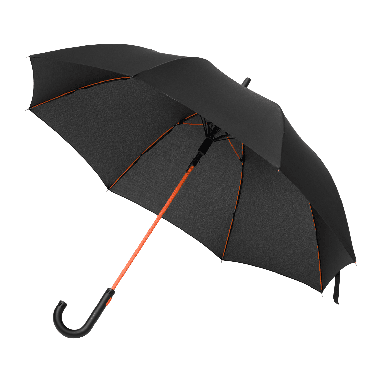 Зонт-трость Квантум (Quantum), черный/оранжевый
