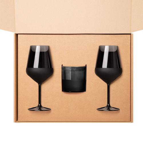 Подарочный набор свеча + 2 бокала для вина Black Edition; - купить необычные подарки в Воронеже