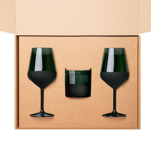 Подарочный набор свеча + 2 бокала для вина Emerald; - купить необычные подарки в Воронеже