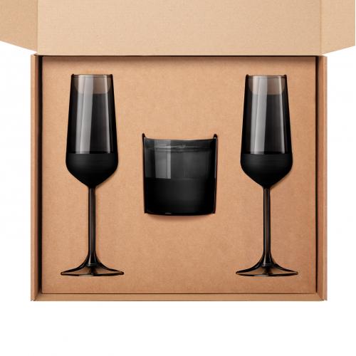 Подарочный набор свеча + 2 бокала для шампанского Black Edition; - купить необычные подарки в Воронеже