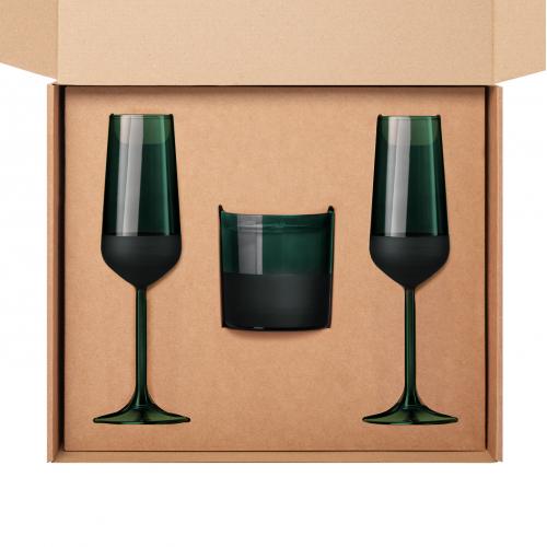 Подарочный набор свеча + 2 бокала для шампанского Emerald; - купить необычные подарки в Воронеже