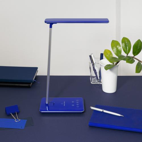 Настольная лампа c беспроводной зарядкой Люмос Ультрамарин ; - купить подарки с логотипом в Воронеже