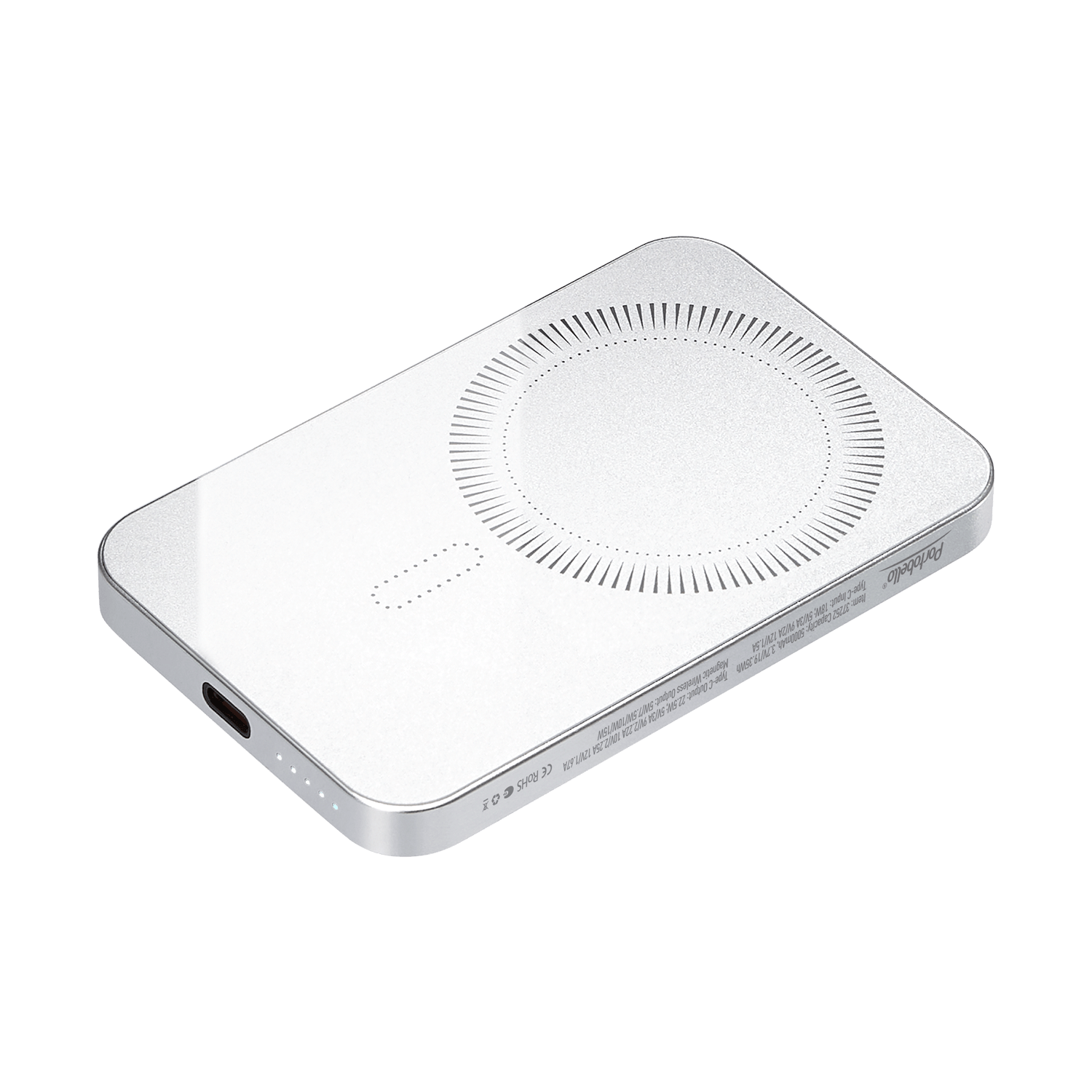 Внешний аккумулятор Артекс PD (Artex PD) 5000mAh с функцией беспроводной зарядки 15W, серебряный