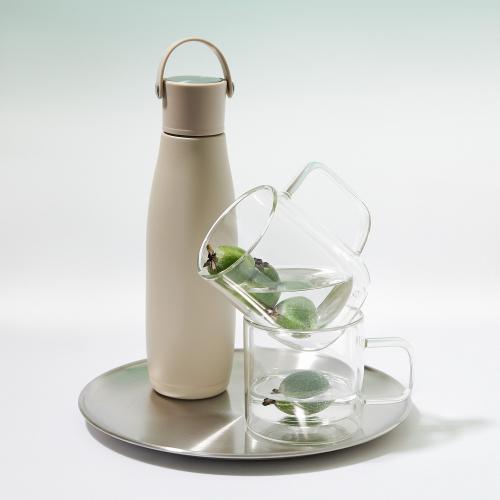 Кружка стеклянная с двойными стенками Viora; - купить подарки с логотипом в Воронеже