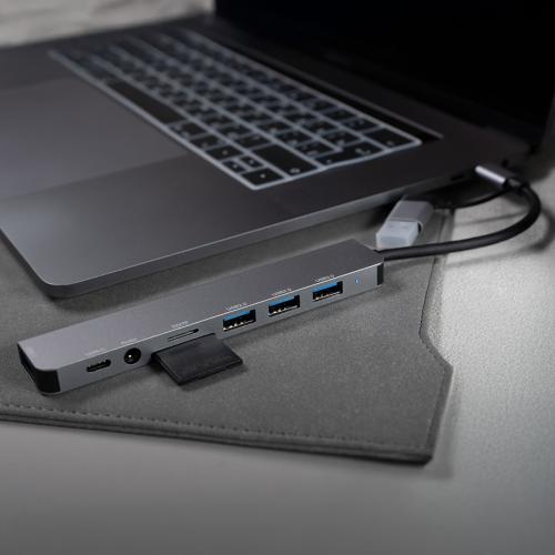 USB-хаб ROOT 8 в 1, серый; - купить подарки с логотипом в Воронеже