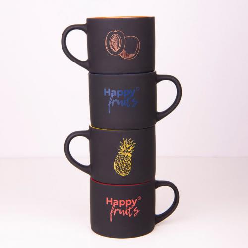 Кружка YASNA с покрытием SOFT-TOUCH, черный с голубым, 310 мл; - купить необычные сувениры в Воронеже