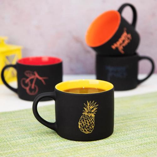 Кружка YASNA с покрытием SOFT-TOUCH, черный с голубым, 310 мл; - купить подарки с логотипом в Воронеже