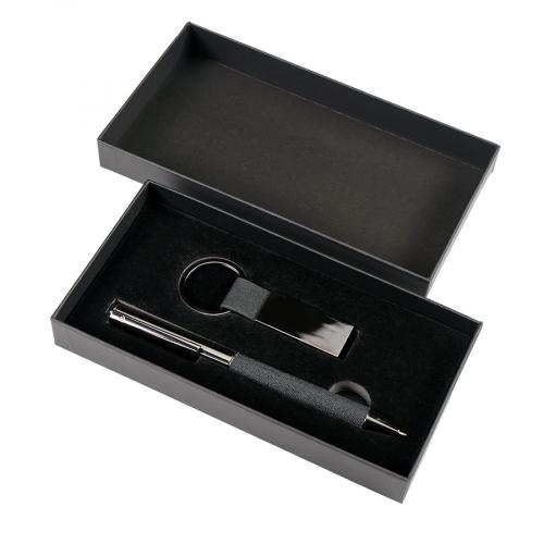 Набор ручка+ брелок COLLISION, черный/темно-серый, металл, пластик; - купить именные сувениры в Воронеже
