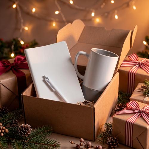 Набор подарочный ARTKITS: ежедневник, ручка, кружка с цветным дном, стружка; - купить подарки с логотипом в Воронеже