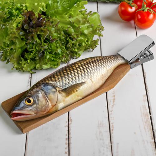 Доска для чистки рыбы деревянная,  с зажимом, 12*46*2см; - купить необычные сувениры в Воронеже