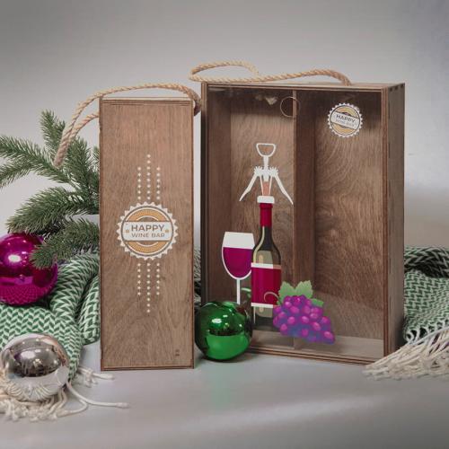 Ящик подарочный WINOTEKA размер 34,5 х 11; - купить подарки с логотипом в Воронеже