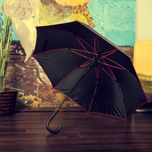 Зонт-трость BACK TO BLACK, пластиковая ручка; - купить подарки с логотипом в Воронеже