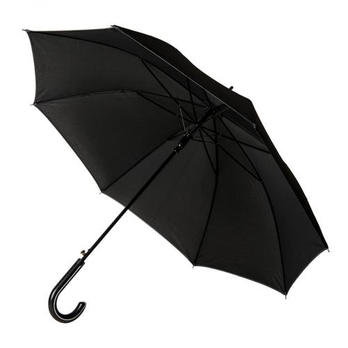 Зонт-трость OXFORD с ручкой из искусственной кожи ,чёрный, полуавтомат; - купить бизнесс-сувениры в Воронеже