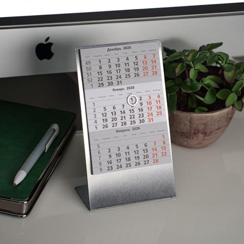 Календарь настольный на 2 года; серебристый; размер 23*10,5 см,сталь; - купить необычные подарки в Воронеже