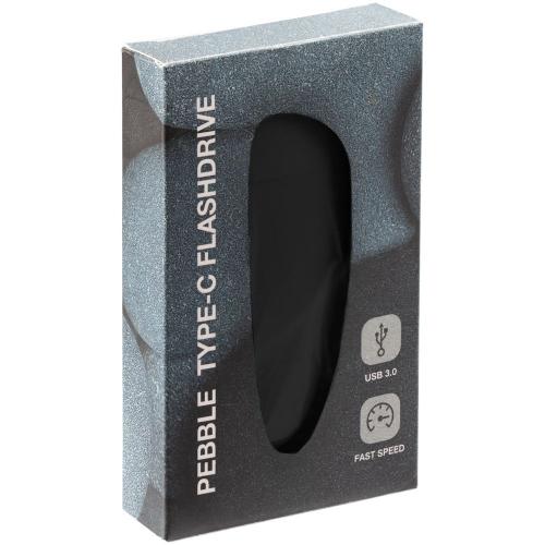 Флешка Pebble Type-C, USB 3.0, черная; - купить подарки с логотипом в Воронеже