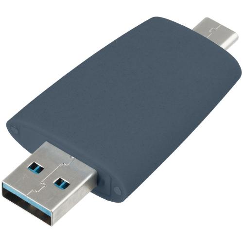 Флешка Pebble Type-C, USB 3.0, серо-синяя; - купить необычные сувениры в Воронеже