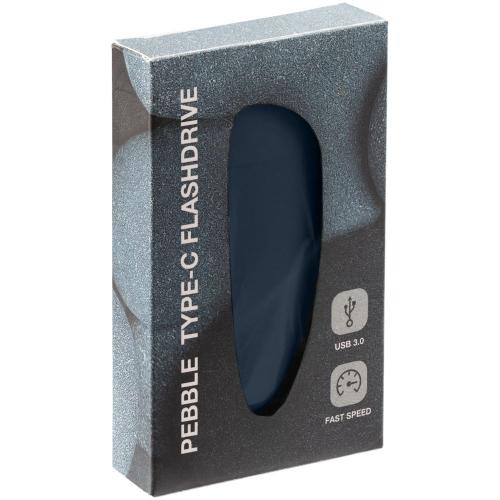 Флешка Pebble Type-C, USB 3.0, серо-синяя; - купить подарки с логотипом в Воронеже