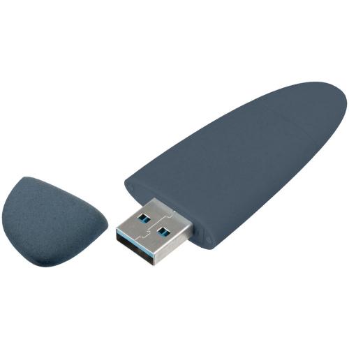 Флешка Pebble Type-C, USB 3.0, серо-синяя; - купить необычные подарки в Воронеже