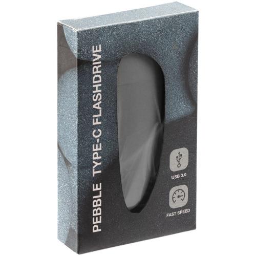 Флешка Pebble Type-C, USB 3.0, серая; - купить подарки с логотипом в Воронеже