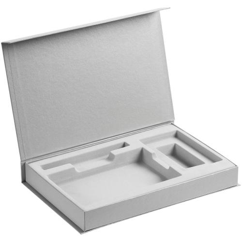 Коробка Silk с ложементом под ежедневник 10x16 см, аккумулятор и ручку; - купить бизнесс-сувениры в Воронеже