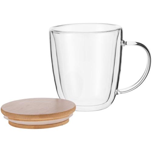 Кружка с двойными стенками Kupla с бамбуковой крышкой; - купить именные сувениры в Воронеже