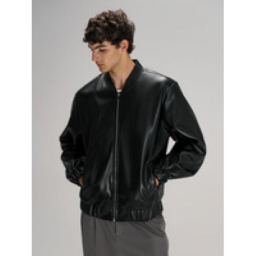 Бомбер из искусственной кожи Univer, черный