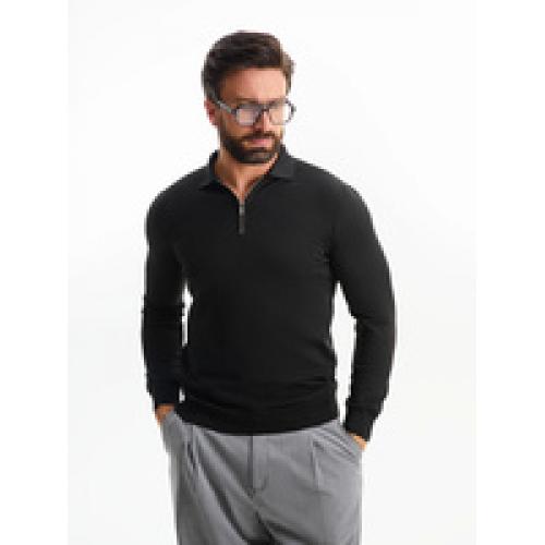 Рубашка поло мужская с длинным рукавом Terrazzo, черная