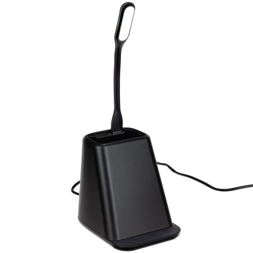 Настольный органайзер с зарядкой, лампой, вентилятором и подсветкой логотипа powerTower; - купить подарки с логотипом в Воронеже