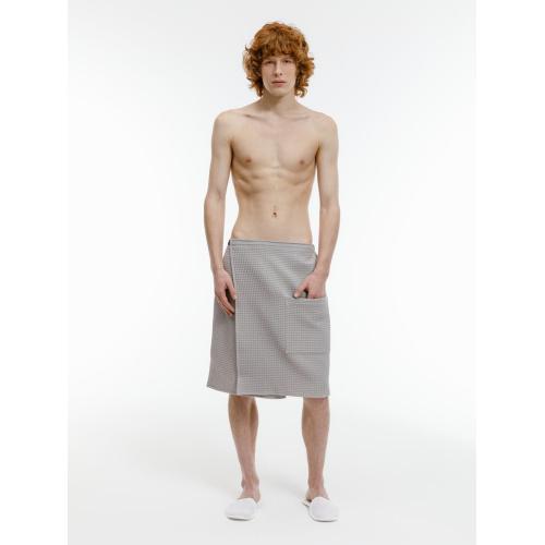 Килт вафельный мужской Onsen, светло-серый; - купить подарки с логотипом в Воронеже