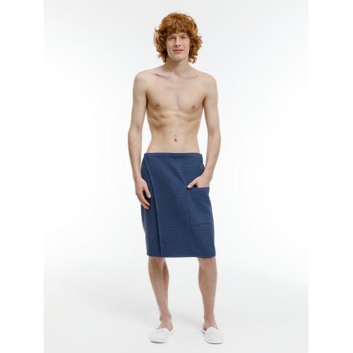 Килт вафельный мужской Onsen, темно-синий; - купить подарки с логотипом в Воронеже