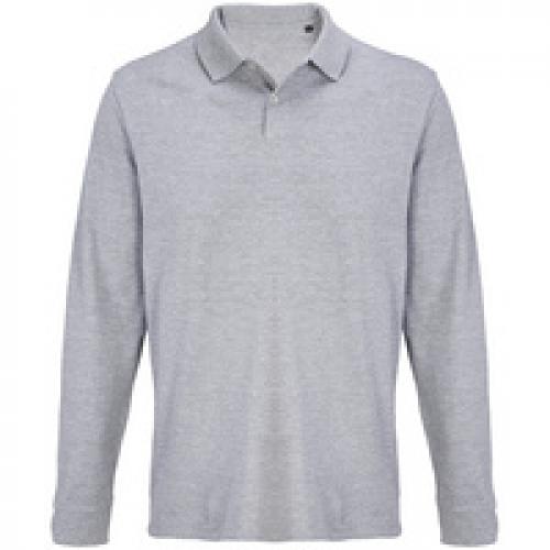 Рубашка поло унисекс с длинным рукавом Pacific LSL, серый меланж