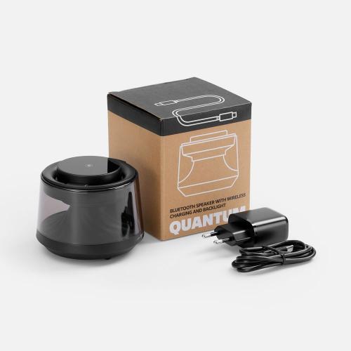 Bluetooth-колонка с подсветкой и беспроводной зарядкой Quantium; - купить подарки с логотипом в Воронеже