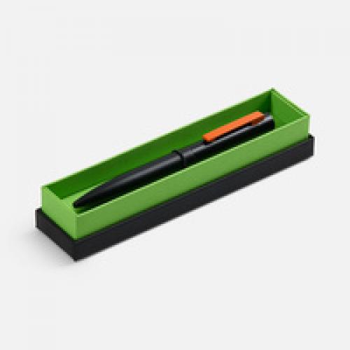 Ручка шариковая Inkolor в футляре, черная с оранжевым