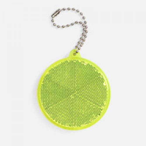 Пешеходный светоотражатель с цепочкой «Круг», неон-желтый