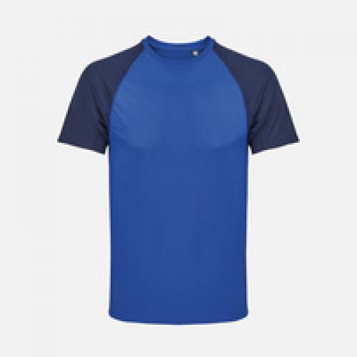 Футболка спортивная унисекс Vortex, темно-синяя с ярко-синим