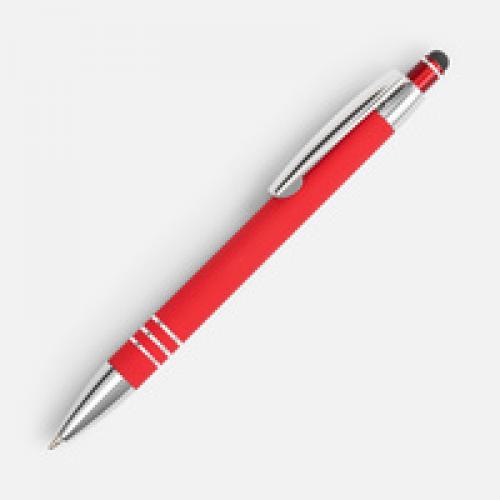 Ручка шариковая Sansen Soft Touch со стилусом, красная
