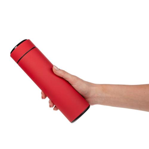Смарт-бутылка с заменяемой батарейкой Long Therm Soft Touch, красная; - купить подарки с логотипом в Воронеже